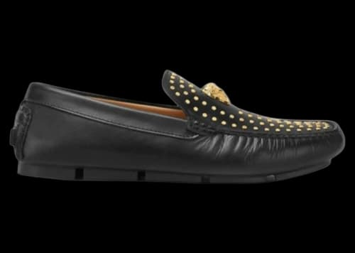 Versace La Medusa Suede Driver Loafers Black