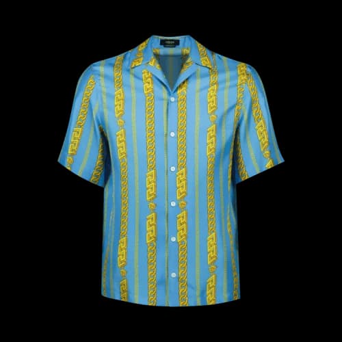 Versace Collumn Strip Short-Sleeve Shirt 'Sky/Multicolor'