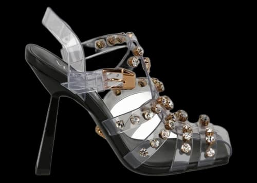 Versace Crystal Embellished Heel Sandals Clear Onix (Women's)