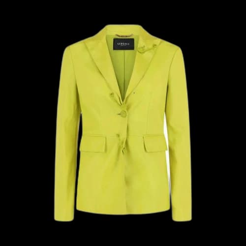 Versace Safety Pin Single Breasted Leather Blazer 'Green'