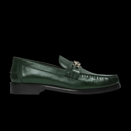 Versace Chain Leather Loafers 'Green'