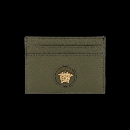 Versace Medusa Leather Card Holder Olive/Gold