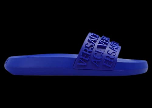 Versace Allover Logo Slides Blue