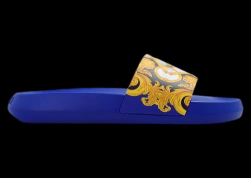 Versace Baroque Pool Slide Blue Gold