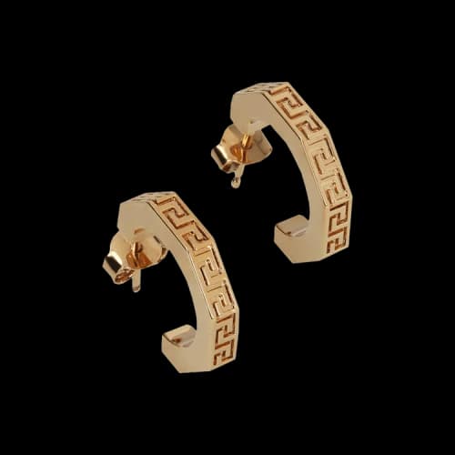 Versace Greca Mini Hoop Earrings Gold