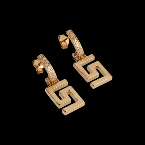 Versace Greca Drop Earrings Gold