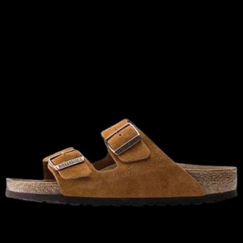 Birkenstock Arizona Soft Footbed Suede Leather Narrow Fit Slides 'Mink'