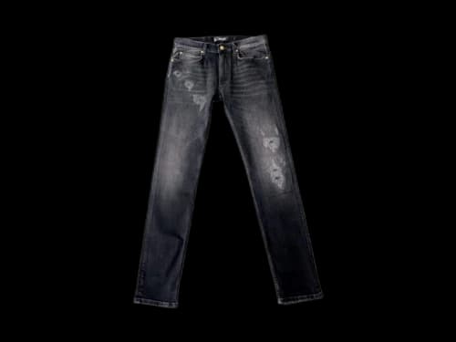 Versace Stretch Embroidered Logo Jeans Black