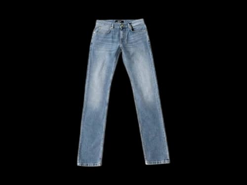 Versace Straight Leg Embroidered Logo Jeans Washed Light Blue