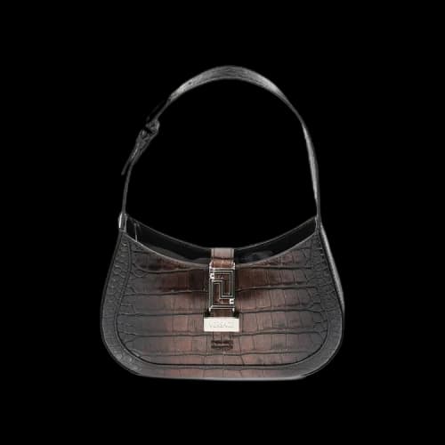 Versace Crocodile-Effect Leather Shoulder Bag 'Soil Palladium'