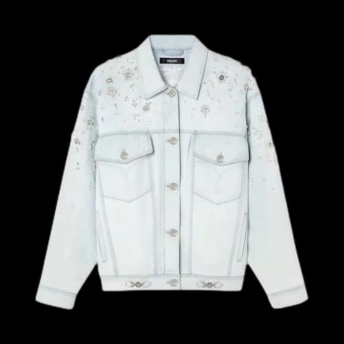 Versace Embroidered Denim Jacket 'Light Blue Ice'