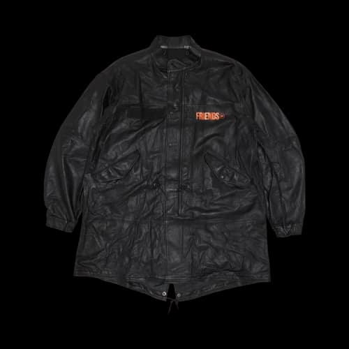 Vlone x Fragment Design Leather Fish Tail Jacket Black