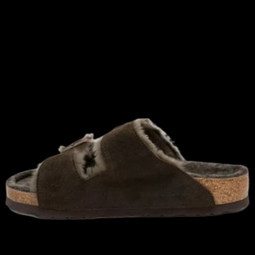 Birkenstock Arizona Shearling Suede Leather Narrow Fit Sandals 'Mocha'