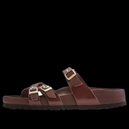 Birkenstock Franca Natural Leather Patent Narrow Fit 'High Shine Chocolate' (Women's)