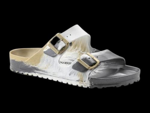 Birkenstock Unisex Arizona Essentials Slide-On Sandal Glamour Gold Multi (Narrow Fit)