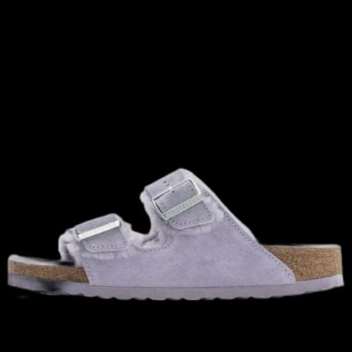 Birkenstock Arizona Shearling Suede Leather Narrow Fit 'Purple Fog' (Women's)