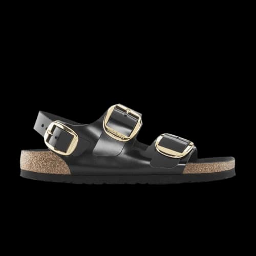 Birkenstock Milano Big Buckle Natural Leather Narrow Fit Sandals 'Patent High Shine Black'