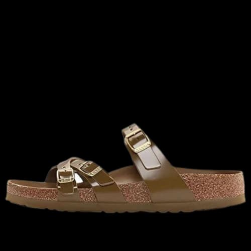 Birkenstock Franca Natural Leather Patent Narrow Fit Sandals 'High Shine Mud Green' (Women's)