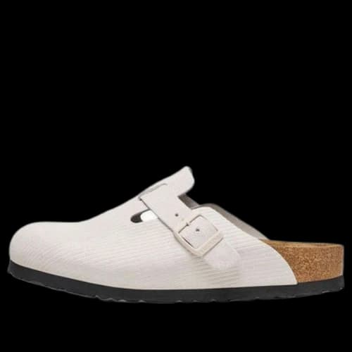 Birkenstock Boston Suede Leather Embossed 'Corduroy Antique White' (Women's)