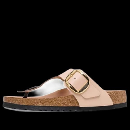Birkenstock Gizeh Big Buckle Natural Leather Patent Narrow Fit Sandals 'High Shine New Beige'