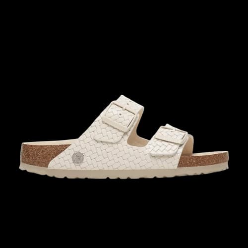 Birkenstock Arizona Leather Woven Sandal 'Emboss Ecru'