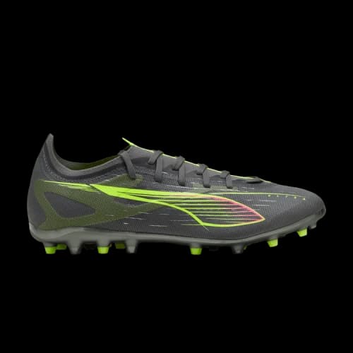 PUMA Ultra 5 Match MG Multi Ground Artificial Turf Abrasion Resistant Soccer Shoes Men's Gray Yellow