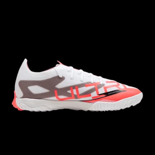 PUMA Ultra 5 Match TT Turf Abrasion Resistant Soccer Shoes Unisex White Black Red