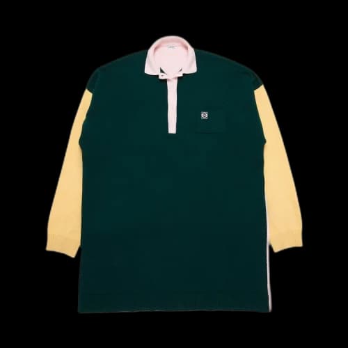 Loewe Cashmere Long-Sleeve Polo 'Green/Pink'