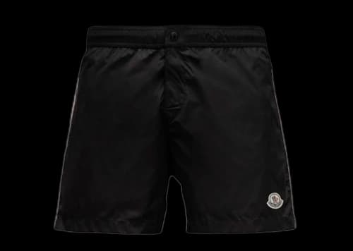 Moncler Tricolor Side Bands Nylon Swim Shorts Black