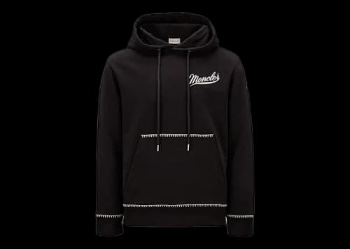 Moncler Logo Embroidered Hoodie Black/White