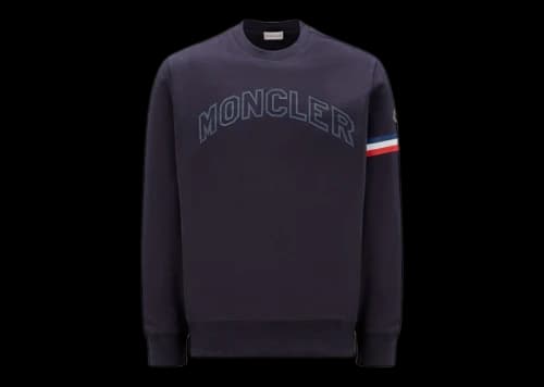 Moncler Embossed Rubberized Logo Lettering Sweatshirt Navy Blue