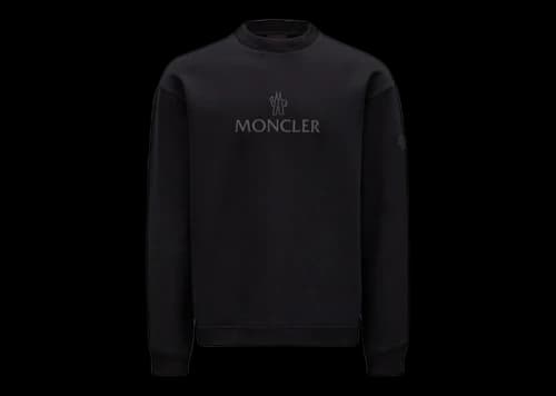 Moncler Reflective Logo Print Crewneck Sweatshirt Black/Black