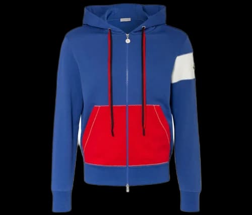 Moncler Logo Zip Hoodie Blue/Red/White