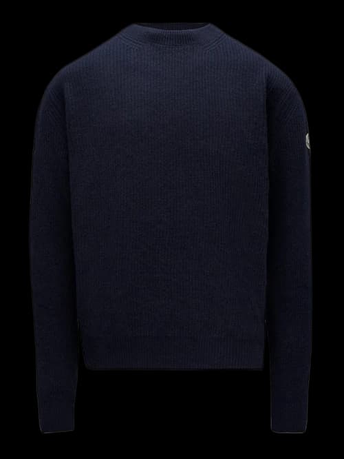 Moncler Wool and Cashmere Knit Sweater Ink Blue