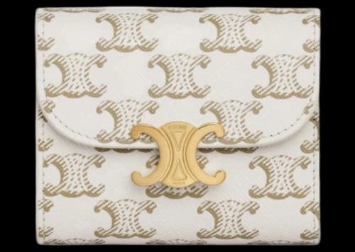 Celine Triomphe Canvas Small Flap Wallet White