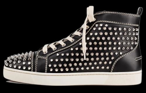 Christian Louboutin Louis Flat Calf Spikes 'Black Silver'