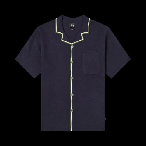 Stussy Stripe Edge Knit Shirt 'Navy'