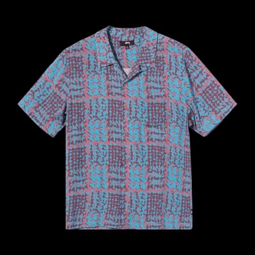 Stussy Hand Drawn Houndstooth Shirt 'Berry'