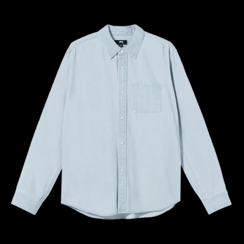 Stussy Flower Embroidered Denim Long-Sleeve Shirt 'Light Blue'