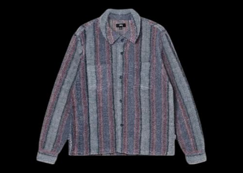Stussy Stripe Sherpa Shirt Blue