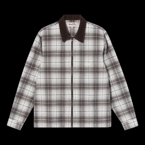 Stussy Frank Plaid Zip Long-Sleeve Shirt 'Brown'