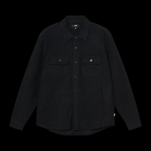 Stussy Textured Wool CPO Long-Sleeve Shirt 'Black'