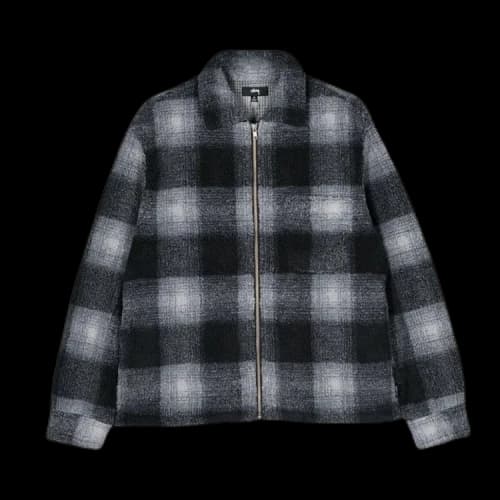 Stussy Shadow Plaid Sherpa Zip Black