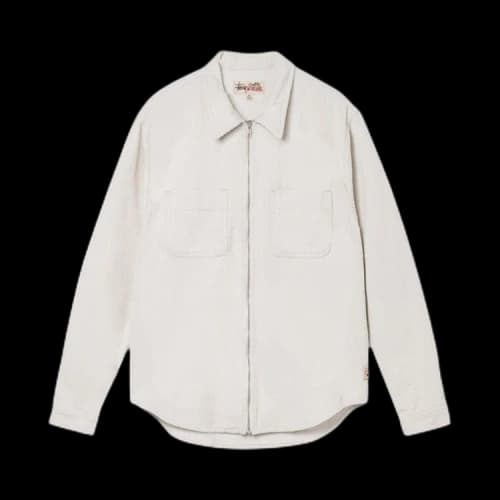 Stussy Wide Wale Cord Zip Shirt 'Bone'