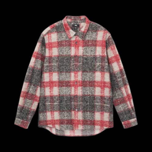 Stussy Plaid Knit Shirt 'Red'