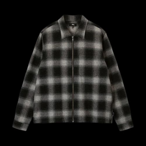 Stussy Hank Plaid Zip Shirt 'Grey'