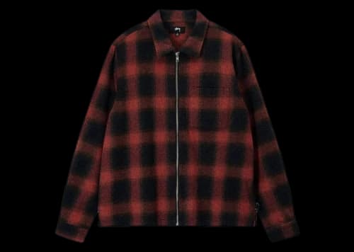 Stussy Hank Plaid Zip Shirt Red