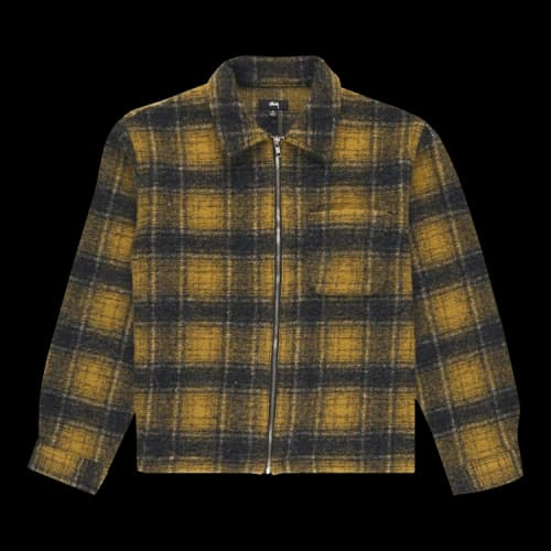 Stussy Wool Plaid Zip Shirt 'Yellow'