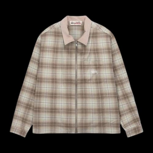 Stussy Frank Plaid Zip Shirt 'Tan'