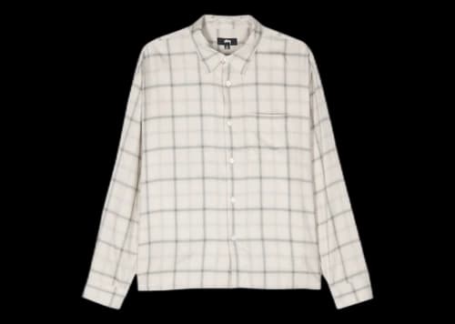 Stussy Shadow Plaid Rayon Shirt Natural